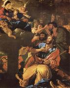 Nicolas Poussin The Virgin of the Pilar and its aparicion to San Diego of Large oil painting on canvas